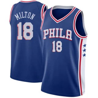 Men's Shake Milton Philadelphia 76ers Blue Swingman Jersey - Icon Edition