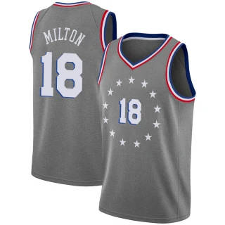 Men's Shake Milton Philadelphia 76ers Gray Swingman 2018/19 Jersey - City Edition