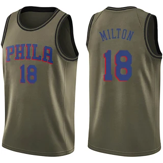 Men's Shake Milton Philadelphia 76ers Green Swingman Salute to Service Jersey