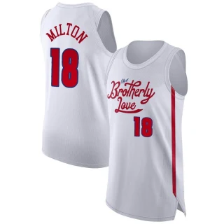 Men's Shake Milton Philadelphia 76ers White Authentic 2022/23 City Edition Jersey