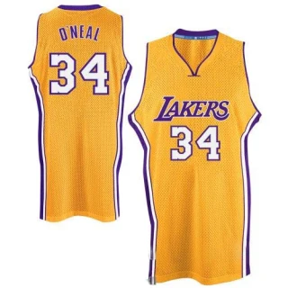 Men's Shaquille O'Neal Los Angeles Lakers Gold Authentic Throwback Jersey