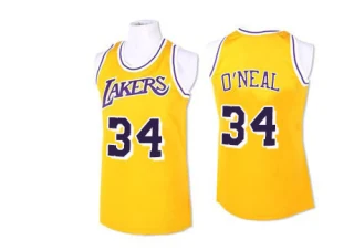 Men's Shaquille O'Neal Los Angeles Lakers Gold Authentic Throwback Jersey