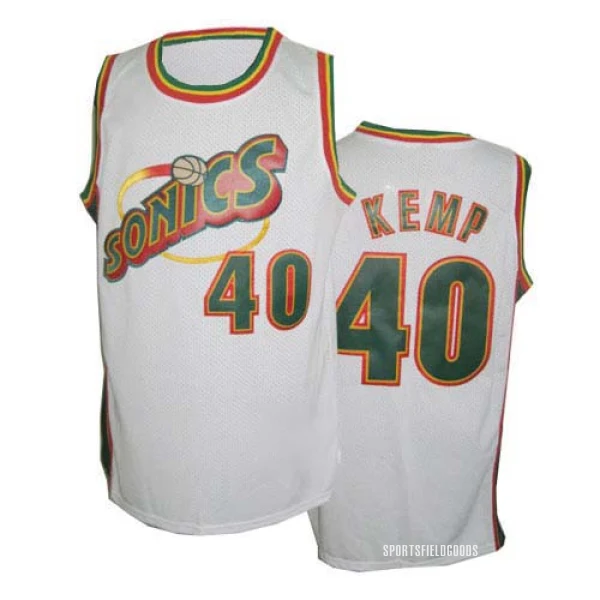 Men's Shawn Kemp Oklahoma City Thunder White Authentic SuperSonics Throwback Jersey
