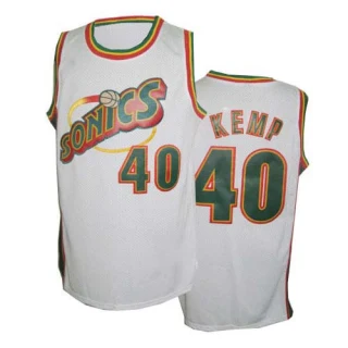Men's Shawn Kemp Oklahoma City Thunder White Swingman SuperSonics Throwback Jersey