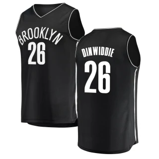 Men's Spencer Dinwiddie Brooklyn Nets Black Fast Break Jersey - Icon Edition
