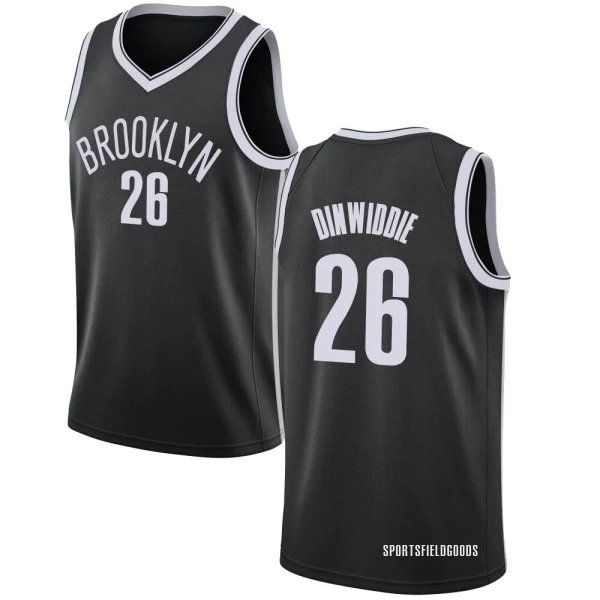 Men's Spencer Dinwiddie Brooklyn Nets Black Swingman Jersey - Icon Edition