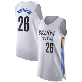Men's Spencer Dinwiddie Brooklyn Nets White Authentic 2022/23 City Edition Jersey
