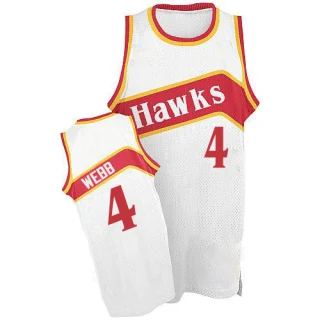 Men's Spud Webb Atlanta Hawks White Authentic Throwback Jersey