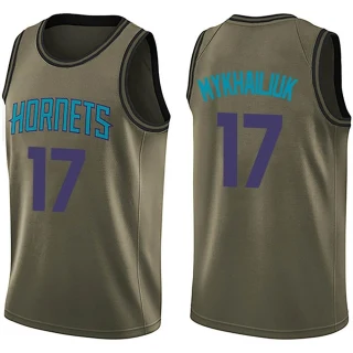 Men's Svi Mykhailiuk Charlotte Hornets Green Swingman Salute to Service Jersey