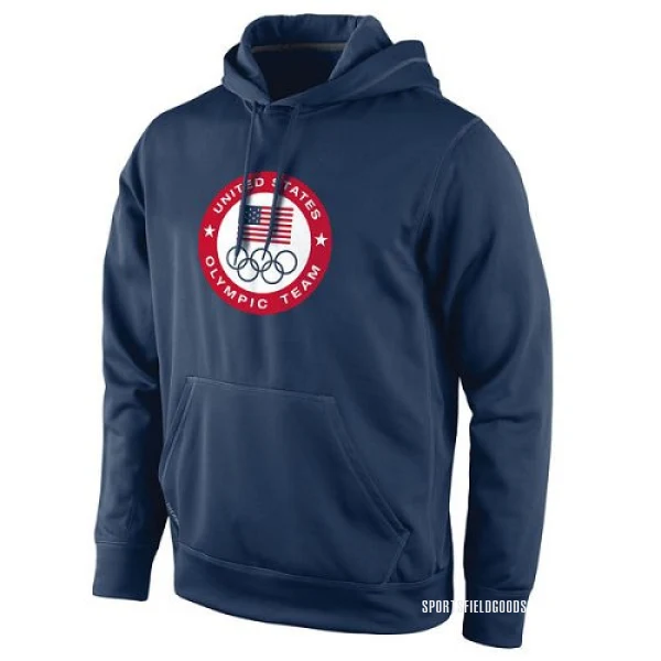 Men's Team USA Navy Olympic Logo KO Pullover Performance Hoodie -