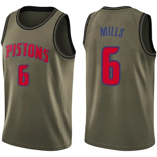 Men's Terry Mills Detroit Pistons Green Swingman Salute to Service Jersey