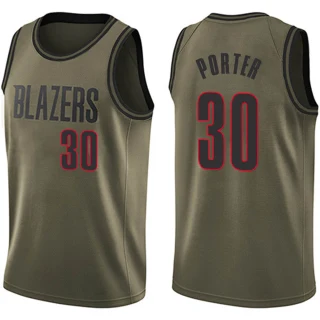 Men's Terry Porter Portland Trail Blazers Green Swingman Salute to Service Jersey