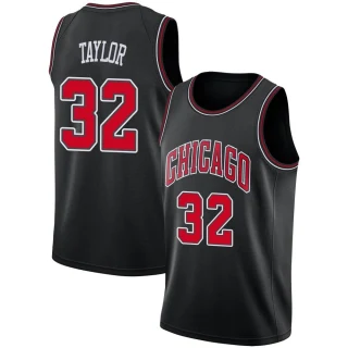 Men's Terry Taylor Chicago Bulls Black Swingman Jersey - Statement Edition