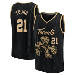 Men's Thaddeus Young Toronto Raptors Black Fast Break 2021/22 Replica City Edition Jersey