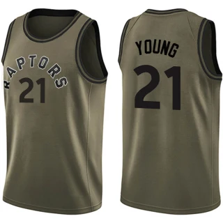 Men's Thaddeus Young Toronto Raptors Green Swingman Salute to Service Jersey