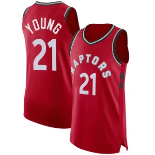 Men's Thaddeus Young Toronto Raptors Red Authentic Jersey - Icon Edition