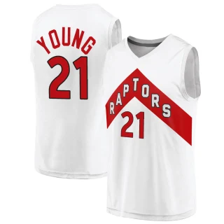 Men's Thaddeus Young Toronto Raptors White Fast Break 2020/21 Jersey - Association Edition