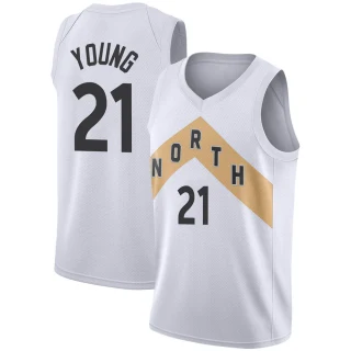 Men's Thaddeus Young Toronto Raptors White Swingman 2018/19 Jersey - City Edition