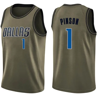 Men's Theo Pinson Dallas Mavericks Green Swingman Salute to Service Jersey