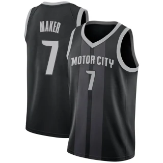 Men's Thon Maker Detroit Pistons Black Swingman 2018/19 Jersey - City Edition