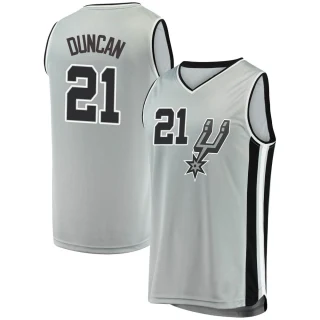 Men's Tim Duncan San Antonio Spurs Fast Break Silver Jersey - Statement Edition