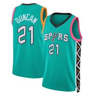 Men's Tim Duncan San Antonio Spurs Fast Break Turquoise 2022/23 City Edition Jersey