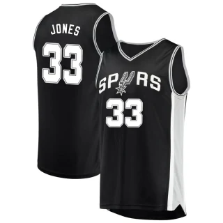Men's Tre Jones San Antonio Spurs Black Fast Break Jersey - Icon Edition