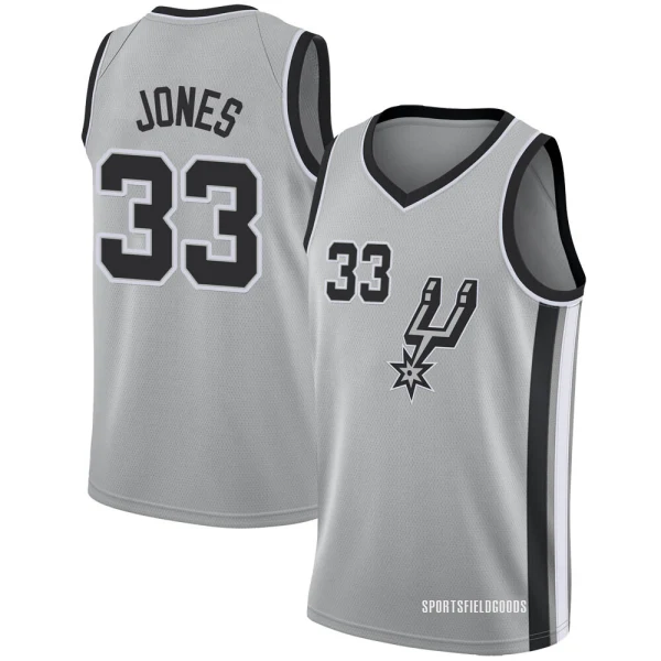 Men's Tre Jones San Antonio Spurs Swingman Silver Jersey - Statement Edition