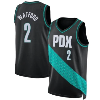 Men's Trendon Watford Portland Trail Blazers Black Swingman 2022/23 City Edition Jersey