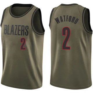 Men's Trendon Watford Portland Trail Blazers Green Swingman Salute to Service Jersey