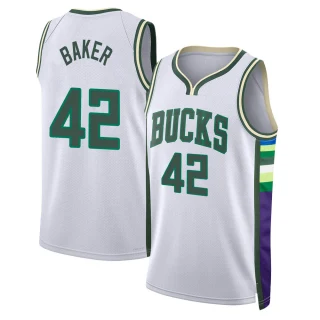 Men's Vin Baker Milwaukee Bucks White Swingman 2021/22 City Edition Jersey