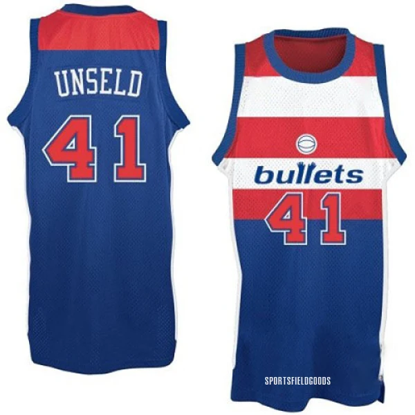Men's Wes Unseld Washington Wizards Blue Authentic Bullets Throwback Jersey
