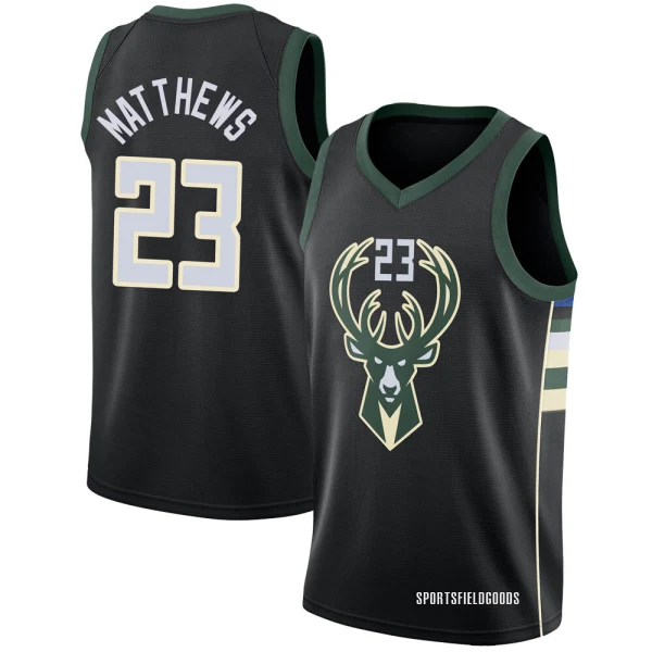 Men's Wesley Matthews Milwaukee Bucks Black Swingman Jersey - Statement Edition