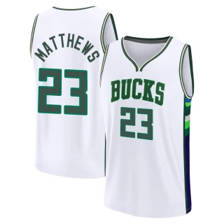Men's Wesley Matthews Milwaukee Bucks White Fast Break 2021/22 Replica City Edition Jersey