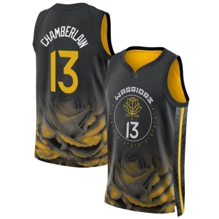 Men's Wilt Chamberlain Golden State Warriors Gold Swingman Black 2022/23 City Edition Jersey