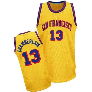 Men's Wilt Chamberlain Golden State Warriors Gold Swingman Throwback San Francisco Day 2015 The Finals Patch Jersey