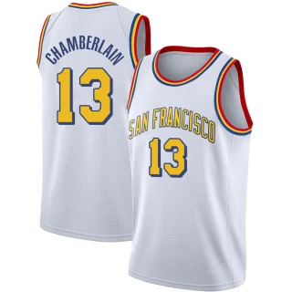 Men's Wilt Chamberlain Golden State Warriors Gold Swingman White Hardwood Classics Jersey - San Francisco Classic Edition