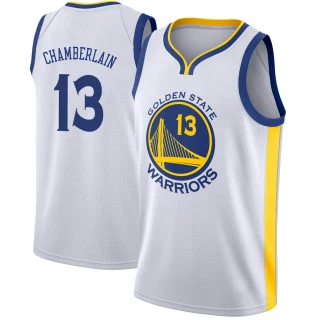 Men's Wilt Chamberlain Golden State Warriors Gold Swingman White Jersey - Association Edition