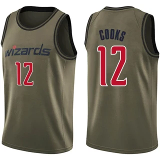 Men's Xavier Cooks Washington Wizards Green Swingman Salute to Service Jersey
