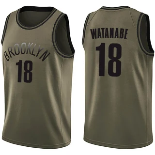 Men's Yuta Watanabe Brooklyn Nets Green Swingman Salute to Service Jersey