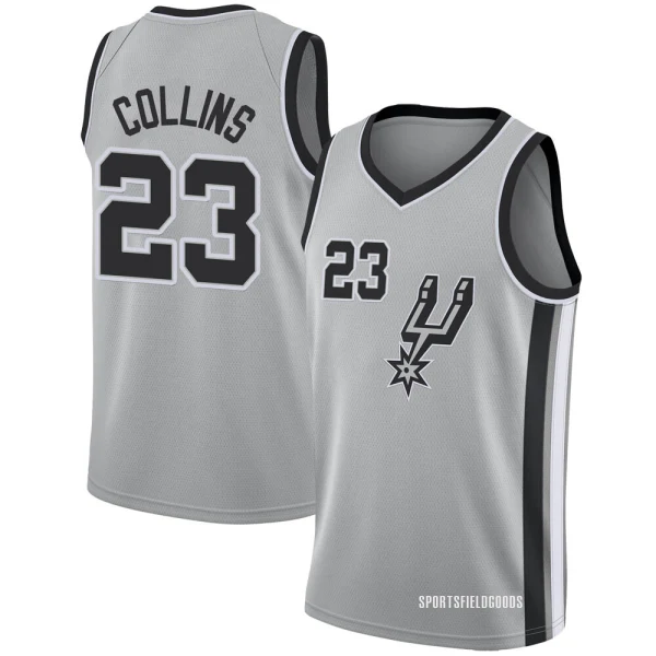 Men's Zach Collins San Antonio Spurs Swingman Silver Jersey - Statement Edition