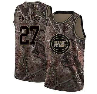 Men's Zaza Pachulia Detroit Pistons Camo Swingman Realtree Collection Jersey
