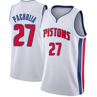 Men's Zaza Pachulia Detroit Pistons White Swingman Jersey - Association Edition