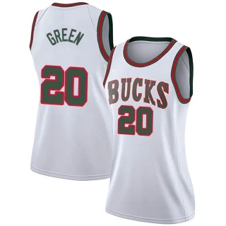 Women's AJ Green Milwaukee Bucks White Swingman Fashion Hardwood Classics Jersey