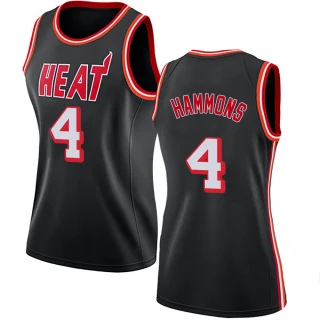 Women's A.J. Hammons Miami Heat Black Swingman Fashion Hardwood Classics Jersey
