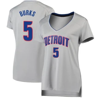 Women's Alec Burks Detroit Pistons Fast Break Silver Jersey - Statement Edition