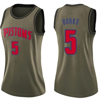 Women's Alec Burks Detroit Pistons Green Swingman Salute to Service Jersey