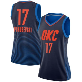 Women's Aleksej Pokusevski Oklahoma City Thunder Navy Swingman Jersey - Statement Edition