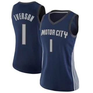 Women's Allen Iverson Detroit Pistons Navy Swingman Jersey - City Edition