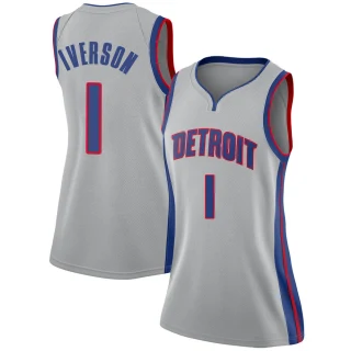 Women's Allen Iverson Detroit Pistons Swingman Silver Jersey - Statement Edition